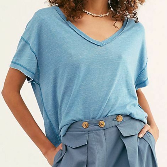 Free People We the Free All Mine Tee Baja Blue - Picture 1 of 2